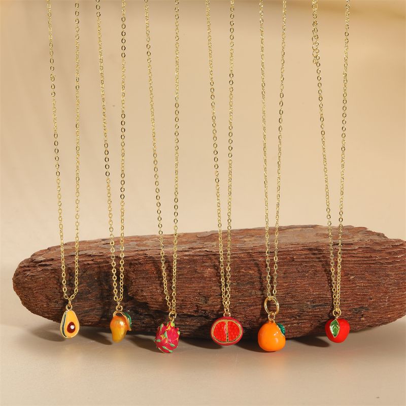Copper 14K Gold Plated Vintage Style Simple Style Commute Fruit Pendant Necklace
