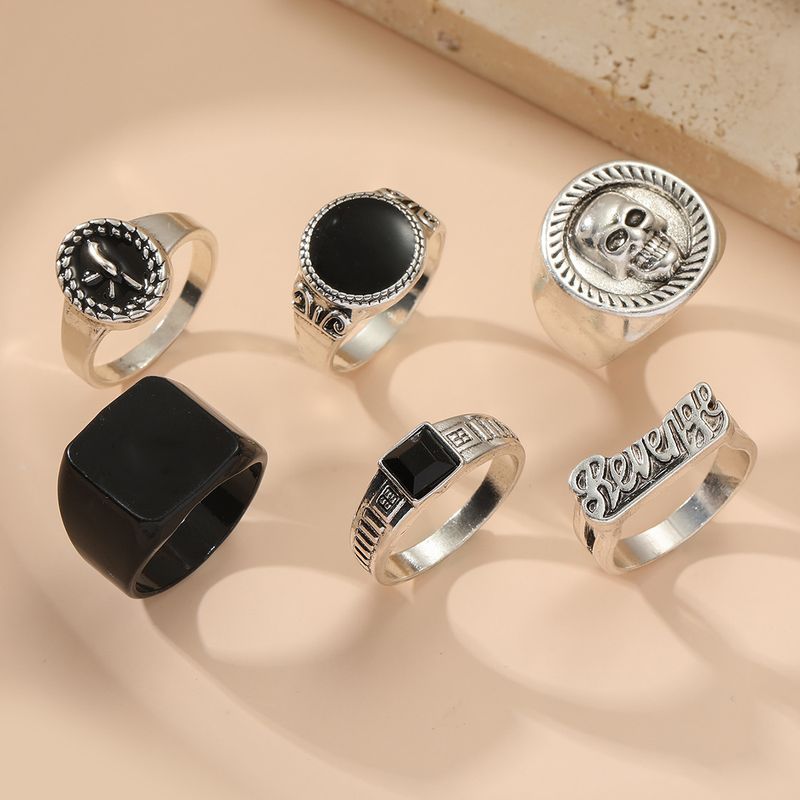 Wholesale Jewelry Hip-Hop Letter Constellation Skull Alloy Plating Rings