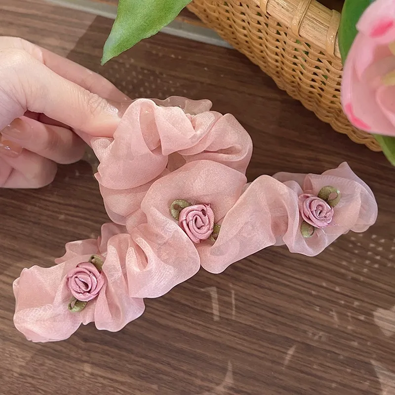 Women's Elegant Sweet Flower Cloth Hair Claws