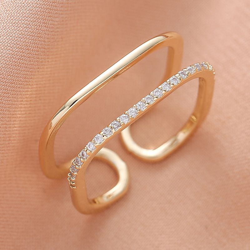 Wholesale Jewelry Simple Style Solid Color Metal Zircon Inlay Rings
