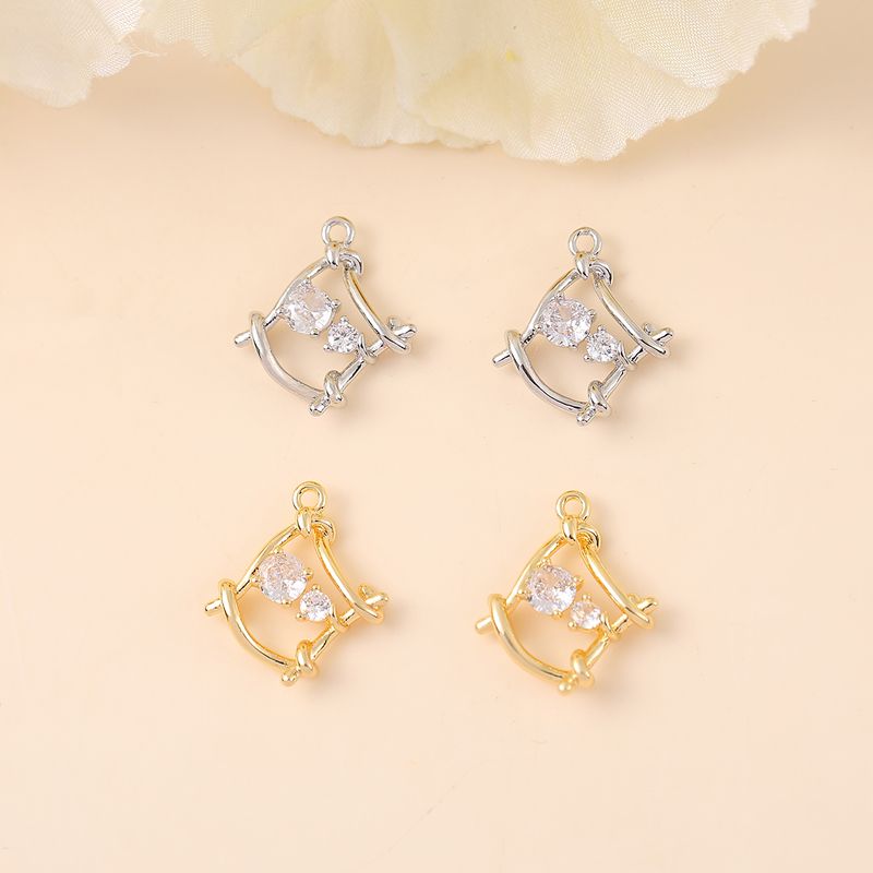 1 Piece 15 * 17mm Copper Zircon 18K Gold Plated White Gold Plated Geometric Polished Pendant