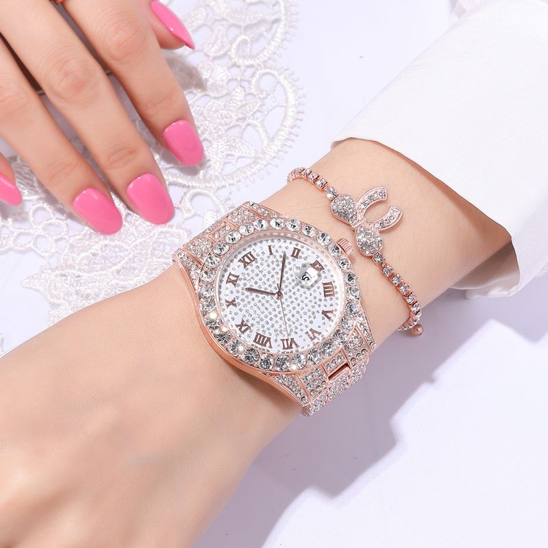 Einfacher Stil Glänzend Einfarbig Doppelte Seitliche Druckknöpfe Quarz Frauen Uhren