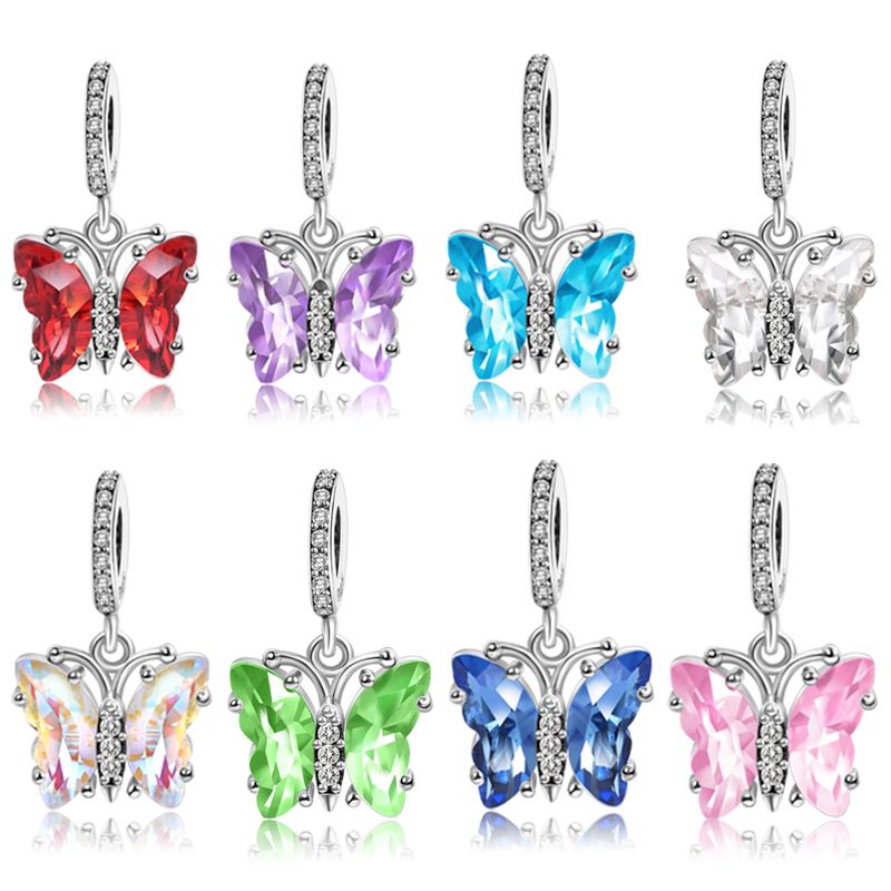 1 Piece 10.5 * Mm Hole 2~2.9mm Copper Zircon Silver Plated Butterfly Polished Beads
