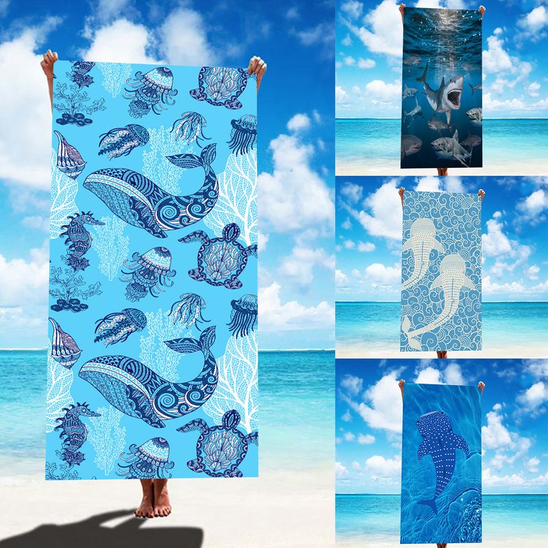 Vacation Tortoise Color Block Fish Superfine Fiber Beach Towel