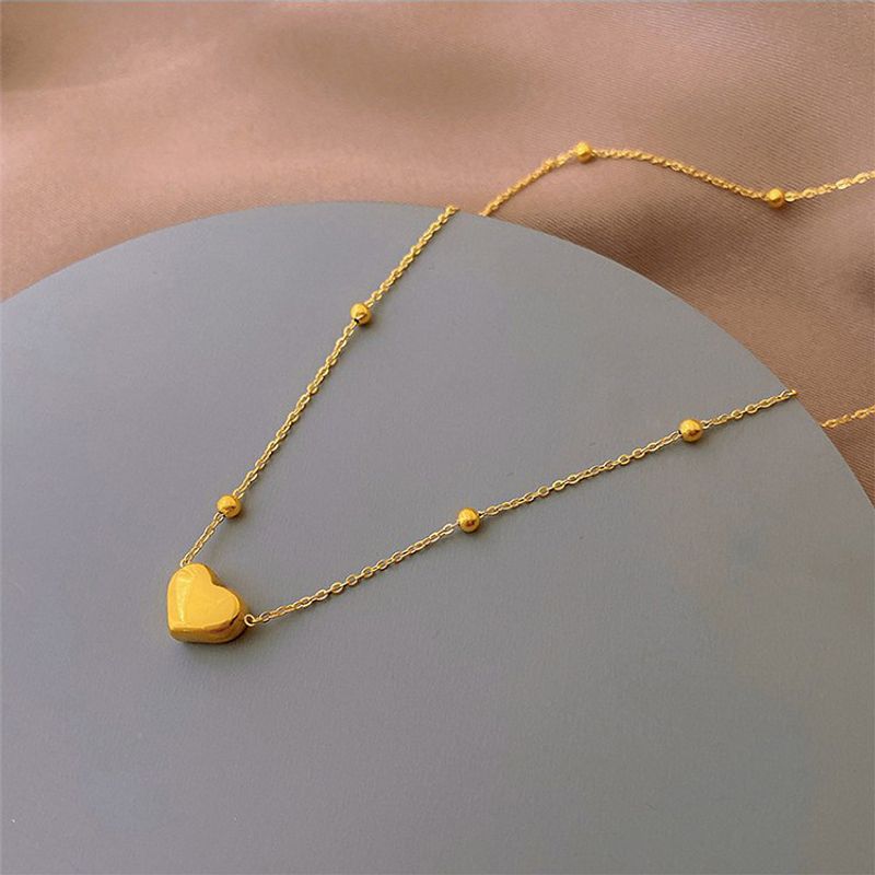 Titan Stahl Einfacher Stil Herzform Überzug Halskette