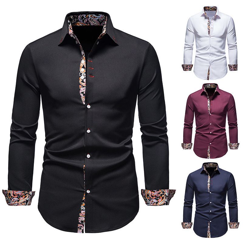 Hombres Color Sólido Labor De Retazos Blusa Ropa Hombre