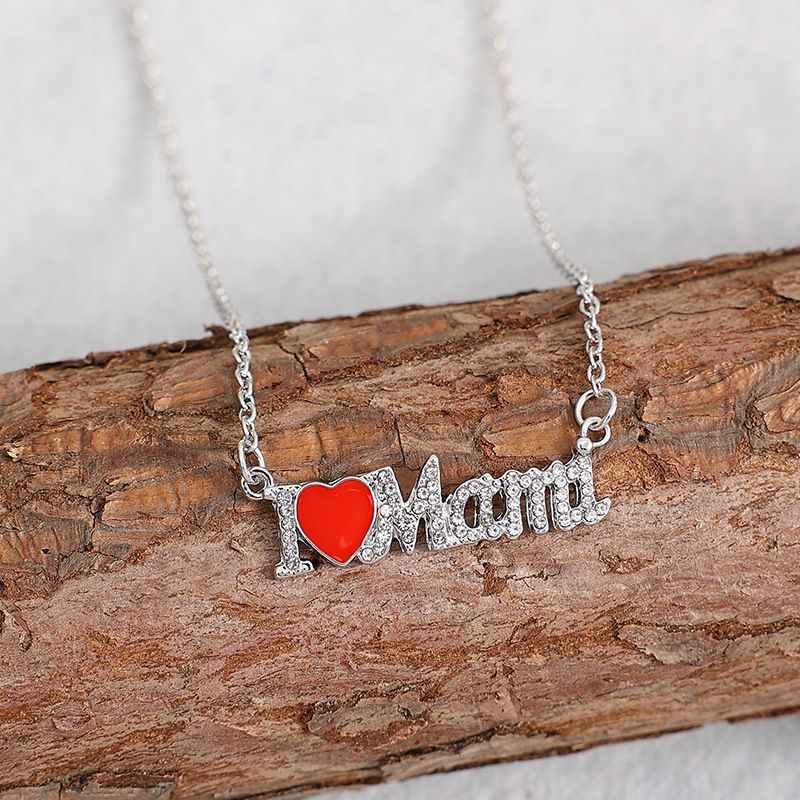 IG Style MAMA Simple Style Letter Heart Shape Alloy Plating Inlay Zircon Mother'S Day Women's Necklace
