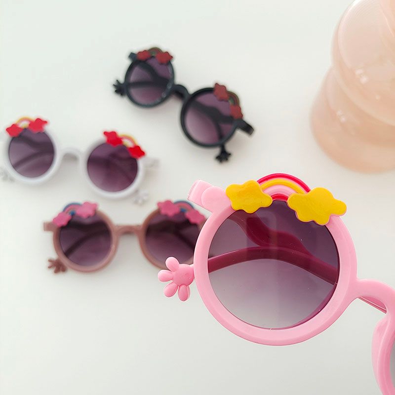 Casual Cute Rainbow Pc Resin Round Frame Full Frame Kids Sunglasses