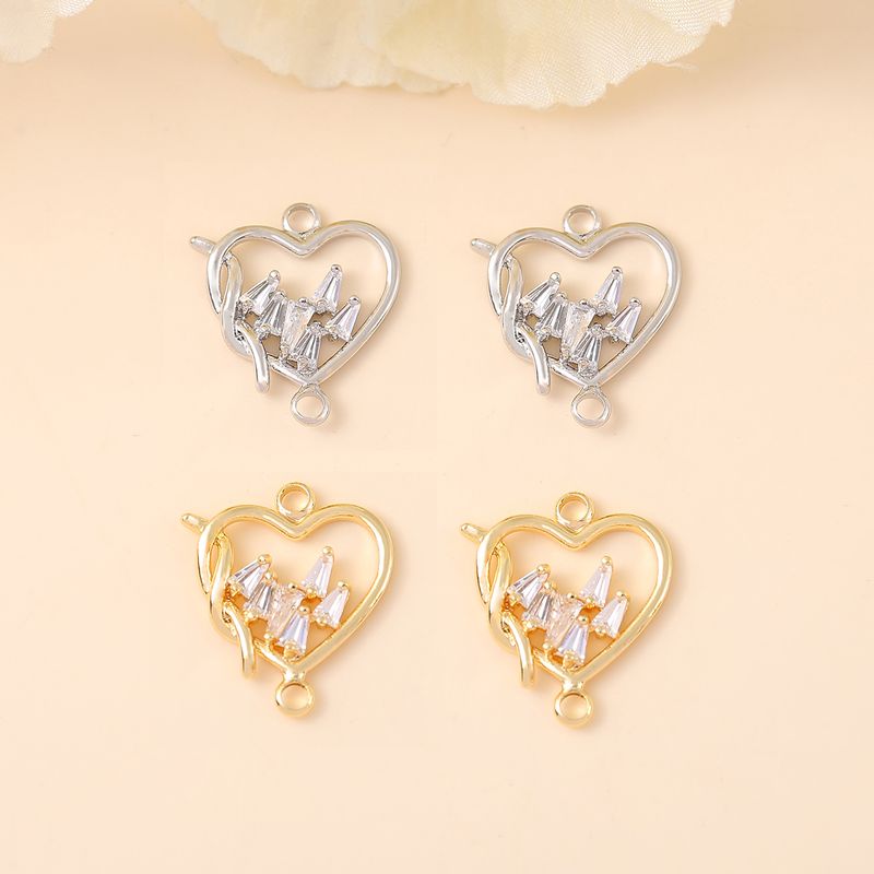 1 Piece 15 * 18mm Copper Zircon 18K Gold Plated White Gold Plated Heart Shape Polished Pendant