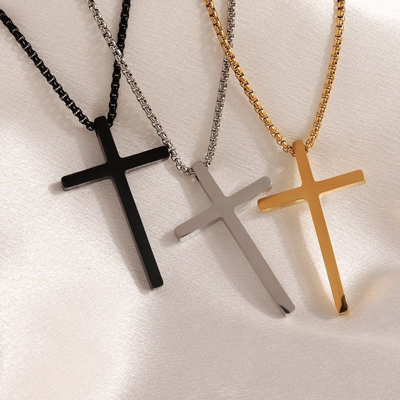 304 Stainless Steel 18K Gold Plated Casual Simple Style Cross Pendant Necklace