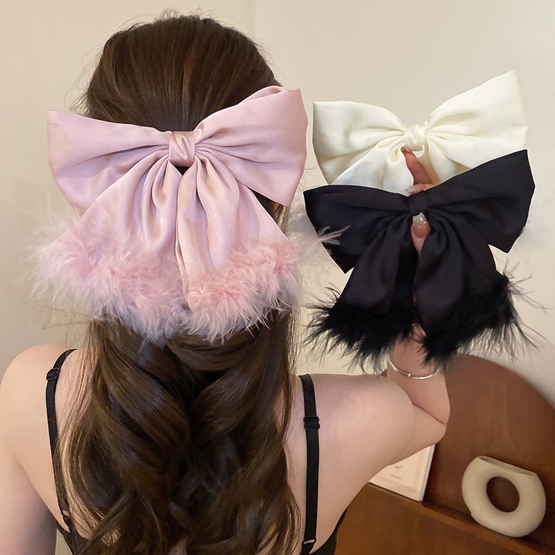 Women's Simple Style Bow Knot Alloy Cloth Feather Hair Clip