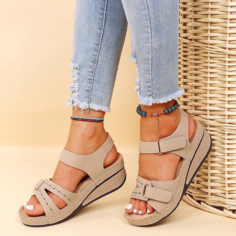 Women's Roman Style Solid Color Round Toe Roman Sandals