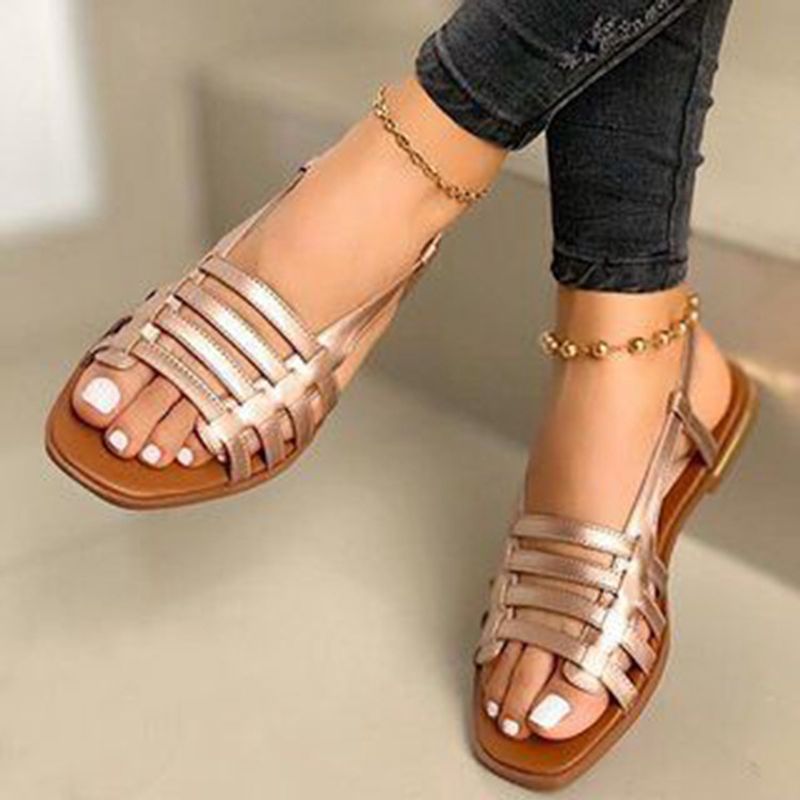 Women's Casual Solid Color Square Toe Open Toe Casual Sandals