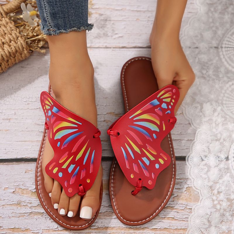 Women's Casual Ethnic Style Butterfly Open Toe Flip Flops