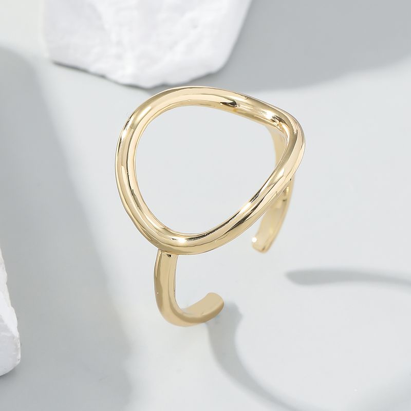 Großhandel Einfacher Stil Oval Kupfer Irregulär Überzug Weißgold Plattiert Vergoldet Offener Ring