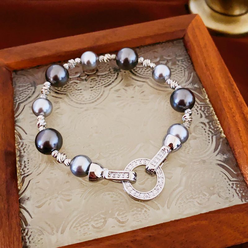Élégant Géométrique Bloc De Couleur Perle D'Imitation Le Cuivre Perlé Incruster Zircon Femmes Bracelets