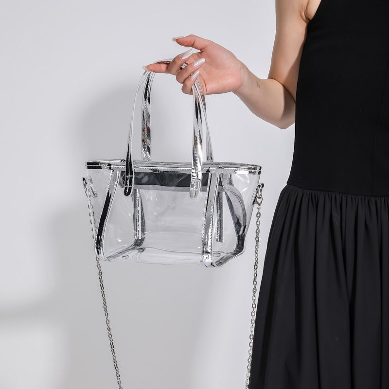 Women's Medium PVC Solid Color Elegant Zipper Underarm Bag