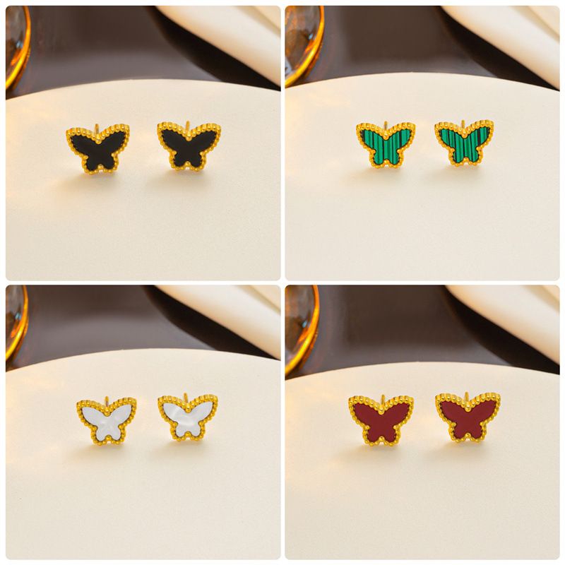 Titanium Steel Simple Style Butterfly Plating Earrings
