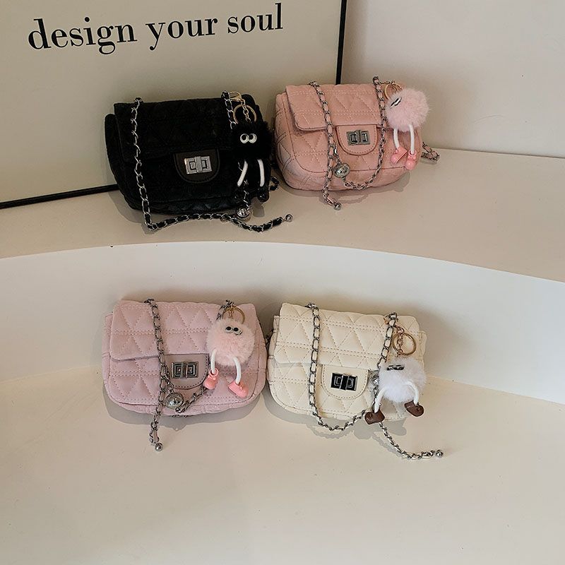 Women's Pu Solid Color Classic Style Sewing Thread Flip Cover Crossbody Bag
