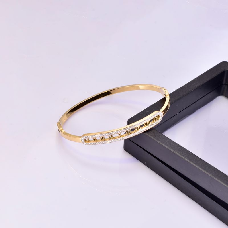 Acier Au Titane Style Simple Géométrique Placage Incruster Zircon Bracelet