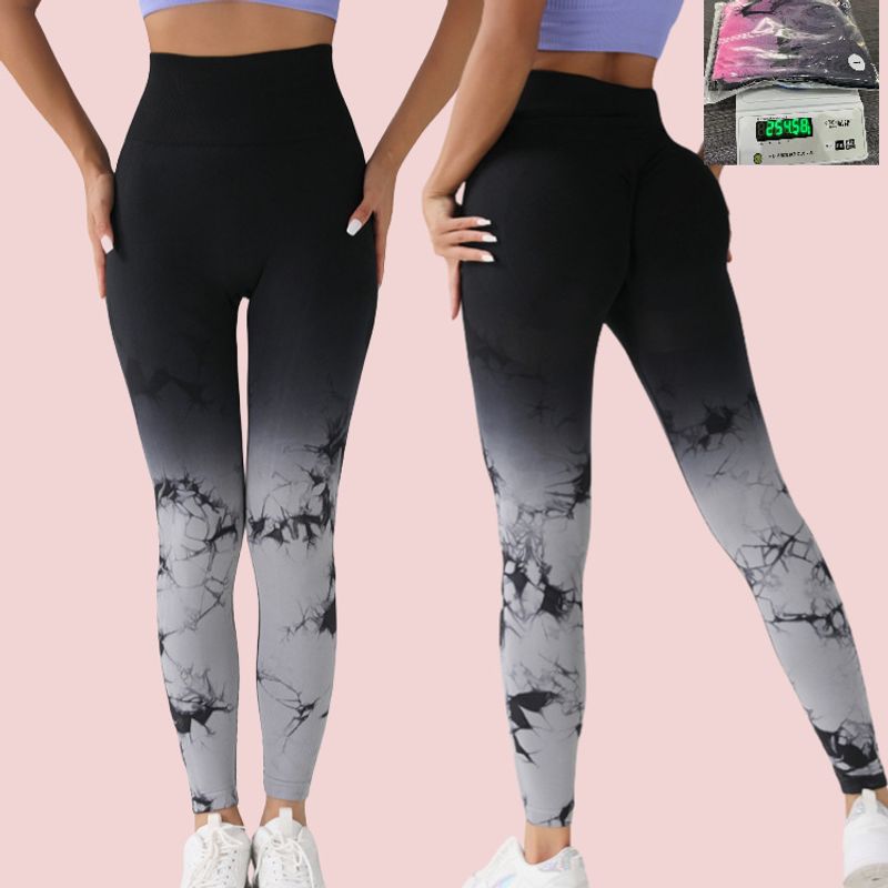 Sports Color Block Nylon Cotton Blend Active Bottoms Leggings