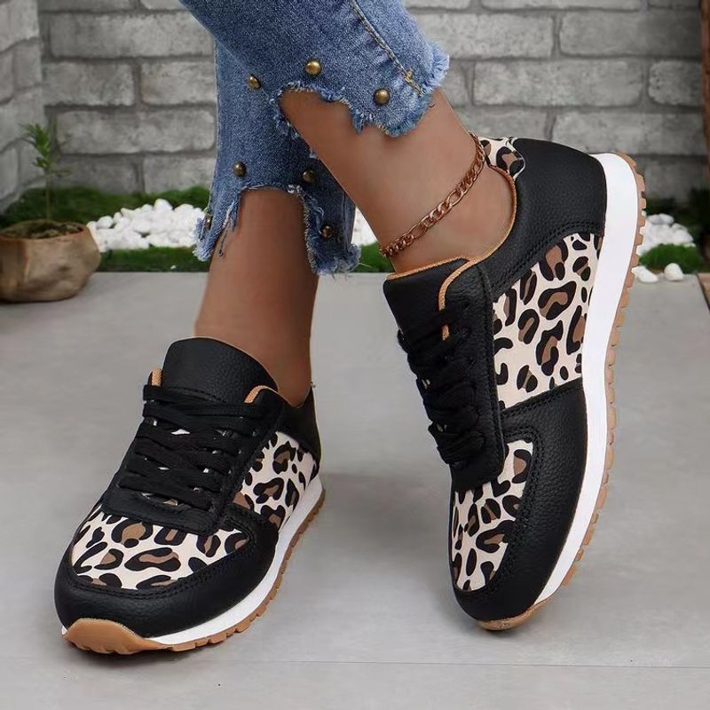 Women's Vintage Style Leopard Round Toe Sports Shoes