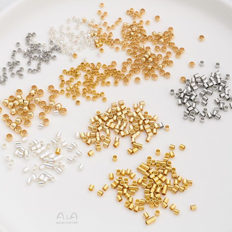 100 Pieces Diameter 1.5mm Diameter: 2.5mm Diameter 3mm Copper 14K Gold Plated Solid Color Polished Beads