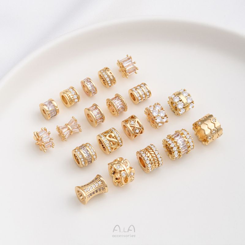 1 Piece 6.5.* 5mm 7 * 3mm 8 * 4mm Copper Zircon 14K Gold Plated Geometric Solid Color Polished Spacer Bars