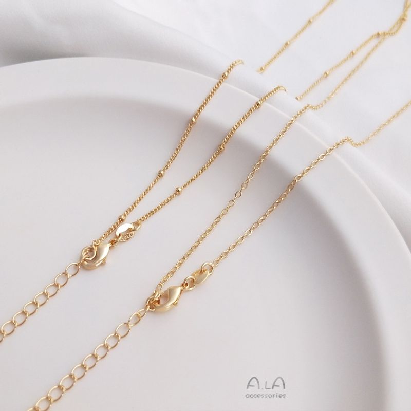 1 Piece 45+5cm Copper 14K Gold Plated Solid Color Polished Chain
