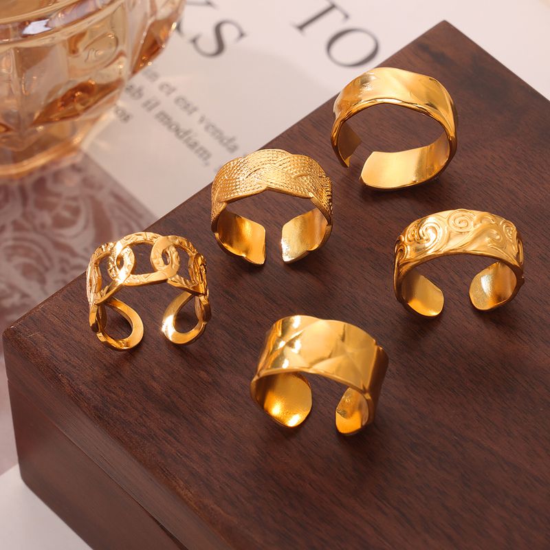 Titan Stahl 18 Karat Vergoldet Elegant Einfacher Stil Einfarbig Überzug Offener Ring Ringe