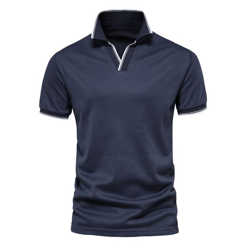 Men's Solid Color Washed Polo Shirt Men's Clothing