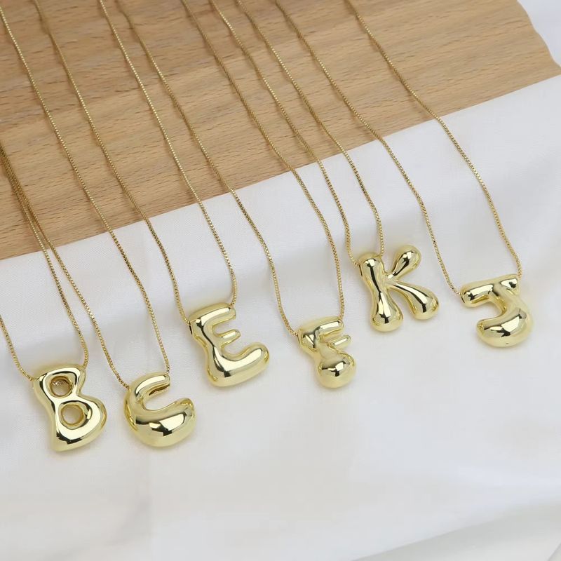 Copper 18K Gold Plated Simple Style Letter Plating Pendant Necklace