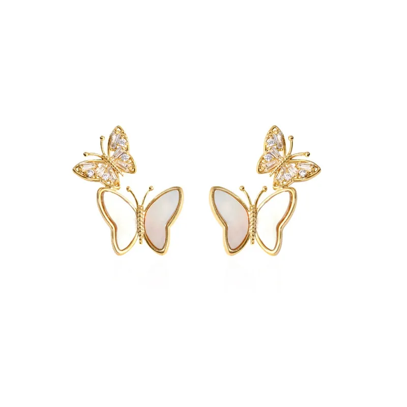 1 Paire Élégant Style Simple Papillon Le Cuivre Plaqué Or 18K Boucles D'Oreilles