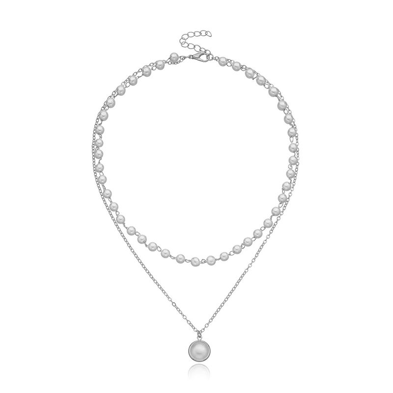 Elegant Simple Style Geometric Alloy Plastic Women's Double Layer Necklaces