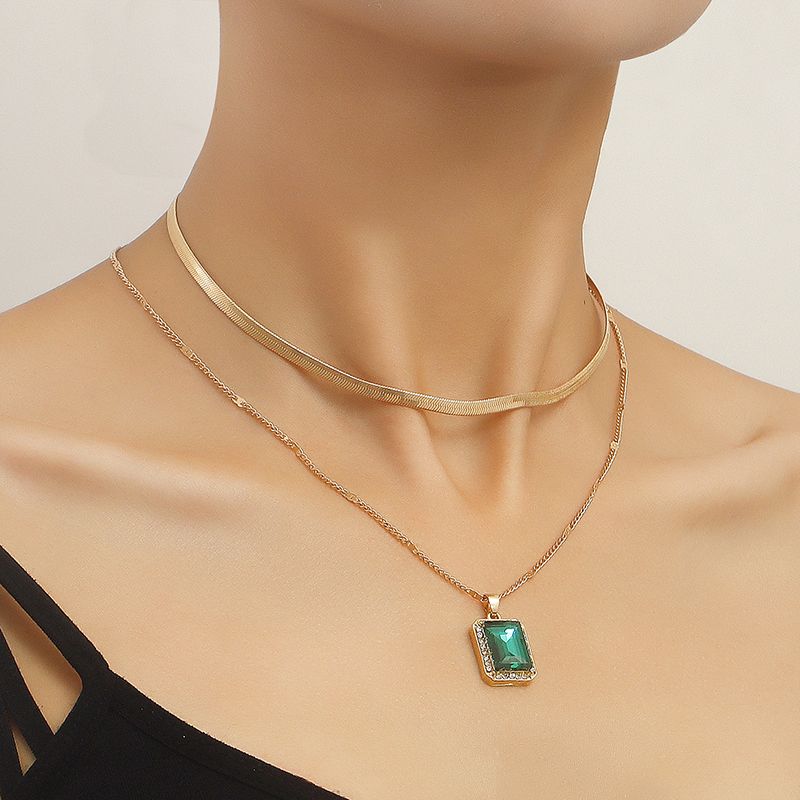 Elegant Simple Style Geometric Alloy Women's Double Layer Necklaces
