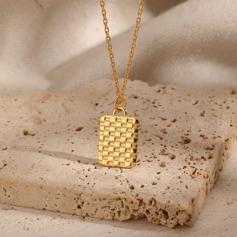 Sterling Silver Casual Simple Style Square Plating Pendant Necklace
