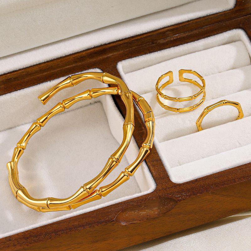 304 Stainless Steel 18K Gold Plated Simple Style Bamboo Rings Bracelets