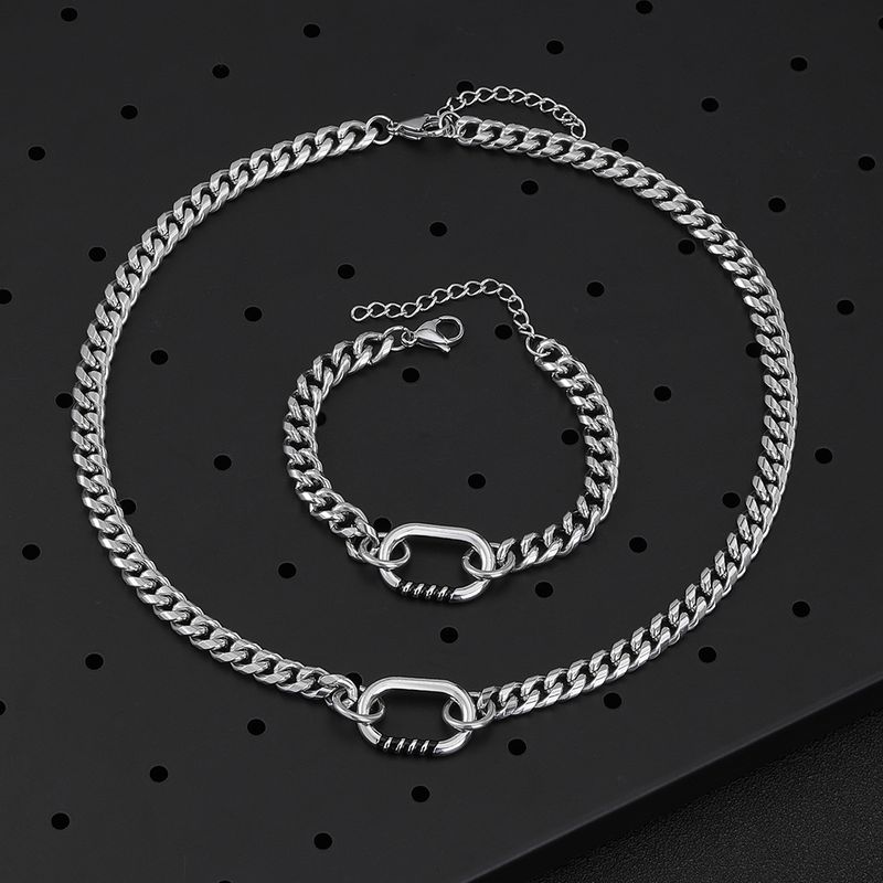 304 Stainless Steel Casual Simple Style Polishing Enamel Oval Bracelets Necklace