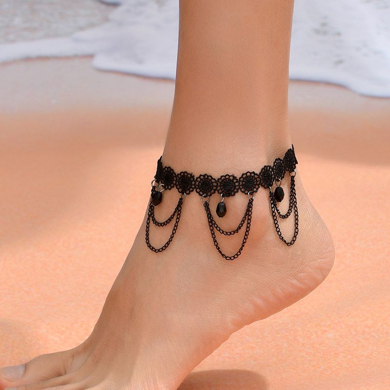 Simple Style Solid Color Alloy Women's Anklet