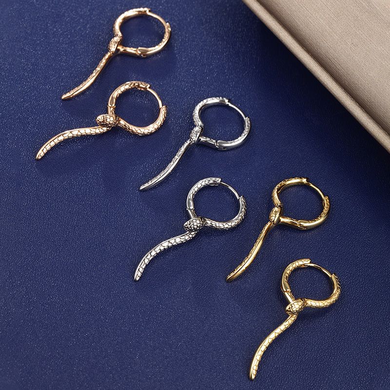 1 Pair Elegant Retro Xuping Snake Plating Copper Alloy 24k Gold Plated Earrings