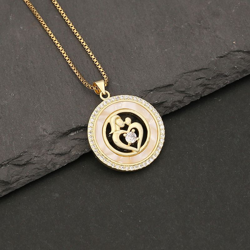 304 Stainless Steel Copper 18K Gold Plated Simple Style Classic Style Plating Heart Shape Zircon Pendant Necklace