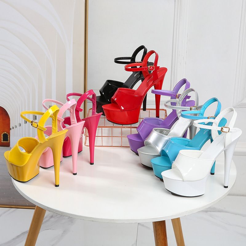 Women's Sexy Solid Color Round Toe High Heel Sandals