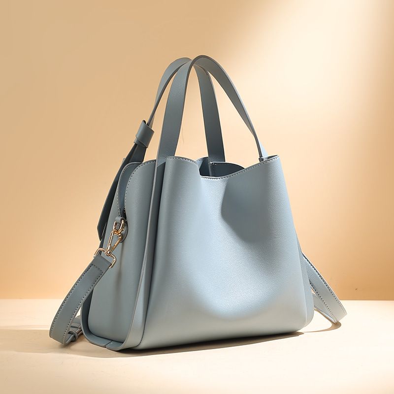 Women's Medium Pu Leather Solid Color Classic Style Magnetic Buckle Bucket Bag