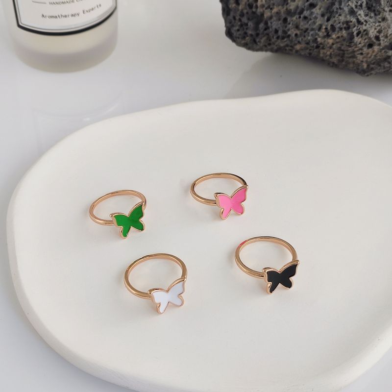 Großhandel Einfacher Stil Klassischer Stil Schmetterling Kupfer Emaille Ringe