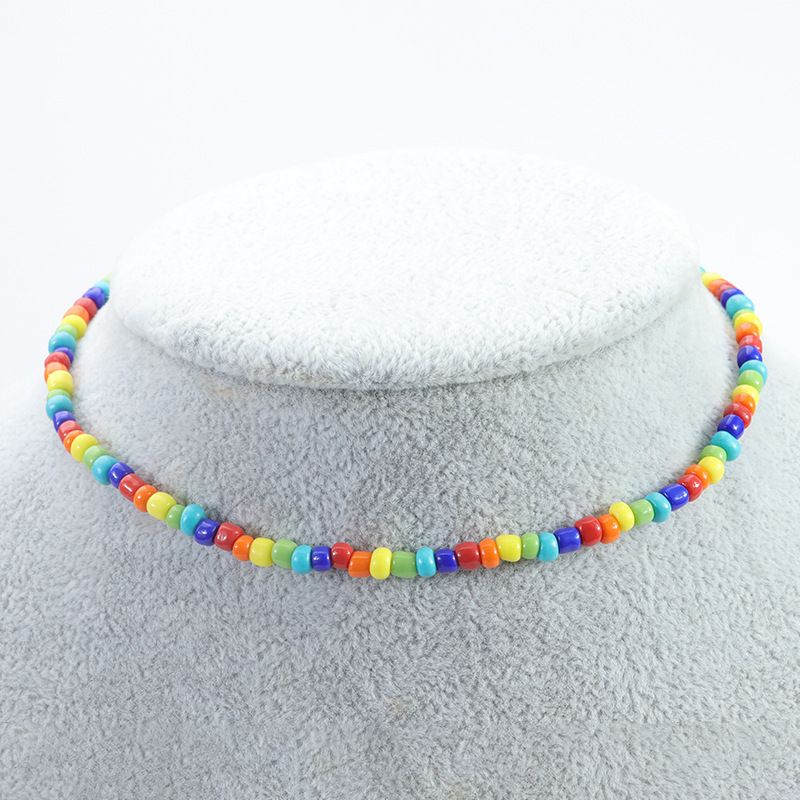 Pastoral Color Block Plastic Resin Beaded Women's Necklace