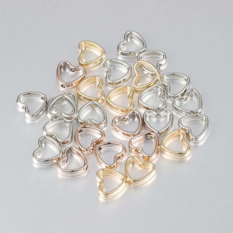 50 PCS/Package 12*11mm Hole 2~2.9mm Plastic Heart Shape Polished Spacer Bars