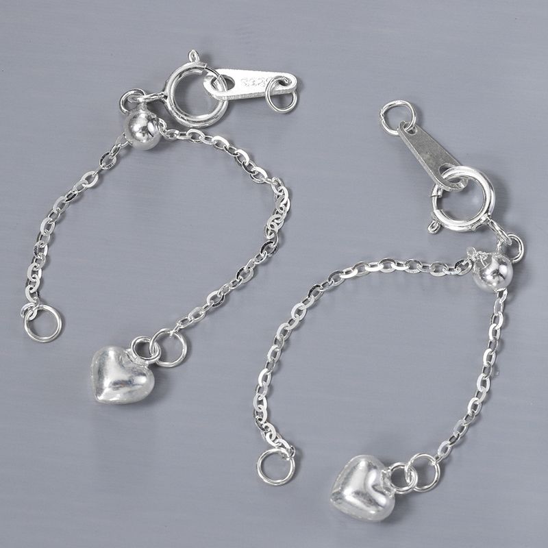 1 Piece 60mm Sterling Silver Heart Shape Polished Chain