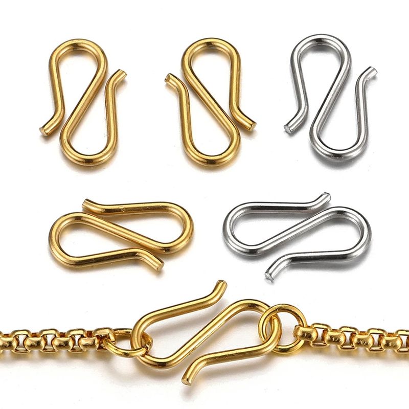 20 PCS/Package 13 * 7mm 304 Stainless Steel 18K Gold Plated Solid Color Polished Jewelry Buckle