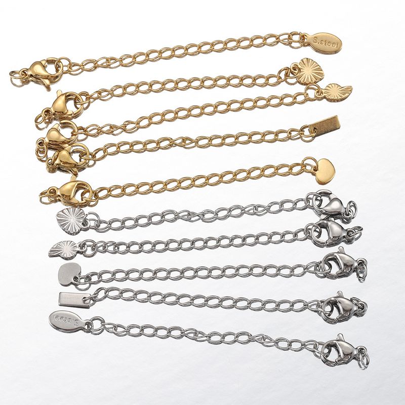 10 PCS/Package 304 Stainless Steel 18K Gold Plated Geometric Heart Shape Polished Extension Chain