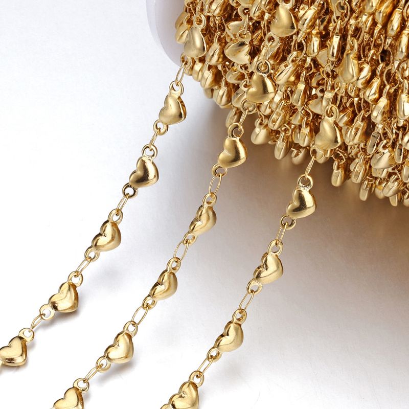 1 Piece Stainless Steel 18K Gold Plated Heart Shape Polished Chain